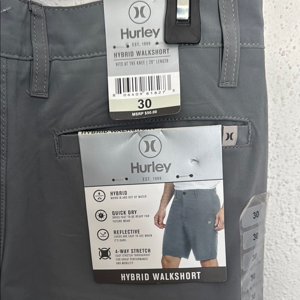 Hurley Gray Hybrid Shorts Casual Style - Picture 3 of 3